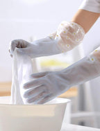 Reusable Heavy Duty Hand Gloves For Dishwashing, Gardening, Kitchen Cleaning Non-Slippery & Durable Long Elbow Length(Inner Cotton Lining For Comfort), Pack of 1 Pair (Blue)