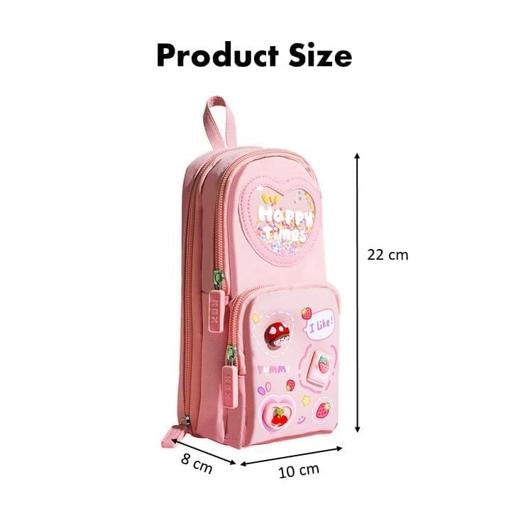 Canvas Premium Pencil Case, 6 Layer, 3 Compartments, Large Capacity, Cute Aesthetic Design For Girls, Multifunctional Pouch For School Kids, purple