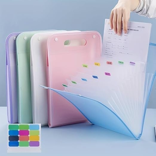 13 Layer A4 Paper File Folder, Multi-Layer Expanding Folder, Student Data Sorting Paper Storage Bag, Portable Vertical Organ Bag, Multicolour