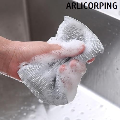 PUNZONE Non Scratch Sponge Scrubber for Utensil Cleaning – Reusable Scrub Sponge for Kitchen Utensils, Scratch Proof Steel Wire Dishwashing Sponge, Ideal for Kitchen Cleaning Tasks (Pack of 6)