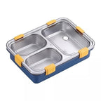 Only 1 Sales 3 Compartment Stainless Steel Lunch Box, Leakage Proof Lunch Box for School Kids and Adults Pack of 1 (Multi Color) 750ML
