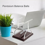Newton Cradle Pendulum Metal Perpetual Motion Toy & Swing Balance Collision Ball Decoration Figurine with Polished Plastic Base for Office Classic Desk Toy (13.5X11X13.5Cm) - Brown