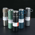 Stainless Steel Vacuum Flask Set with 2 Cups Flask Combo Keeps Liquid Tea Coffee Cold Hot Bottle Drink Water Flask Bottle 500ml Vacuum Insulated Bottle (Multicolor)