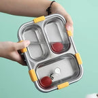 Only 1 Sales 3 Compartment Stainless Steel Lunch Box, Leakage Proof Lunch Box for School Kids and Adults Pack of 1 (Multi Color) 750ML