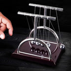 Newton Cradle Pendulum Metal Perpetual Motion Toy & Swing Balance Collision Ball Decoration Figurine with Polished Plastic Base for Office Classic Desk Toy (13.5X11X13.5Cm) - Brown