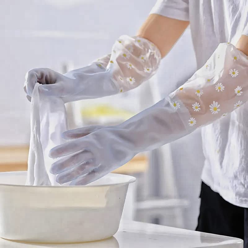 Reusable Heavy Duty Hand Gloves For Dishwashing, Gardening, Kitchen Cleaning Non-Slippery & Durable Long Elbow Length(Inner Cotton Lining For Comfort), Pack of 1 Pair (Blue)