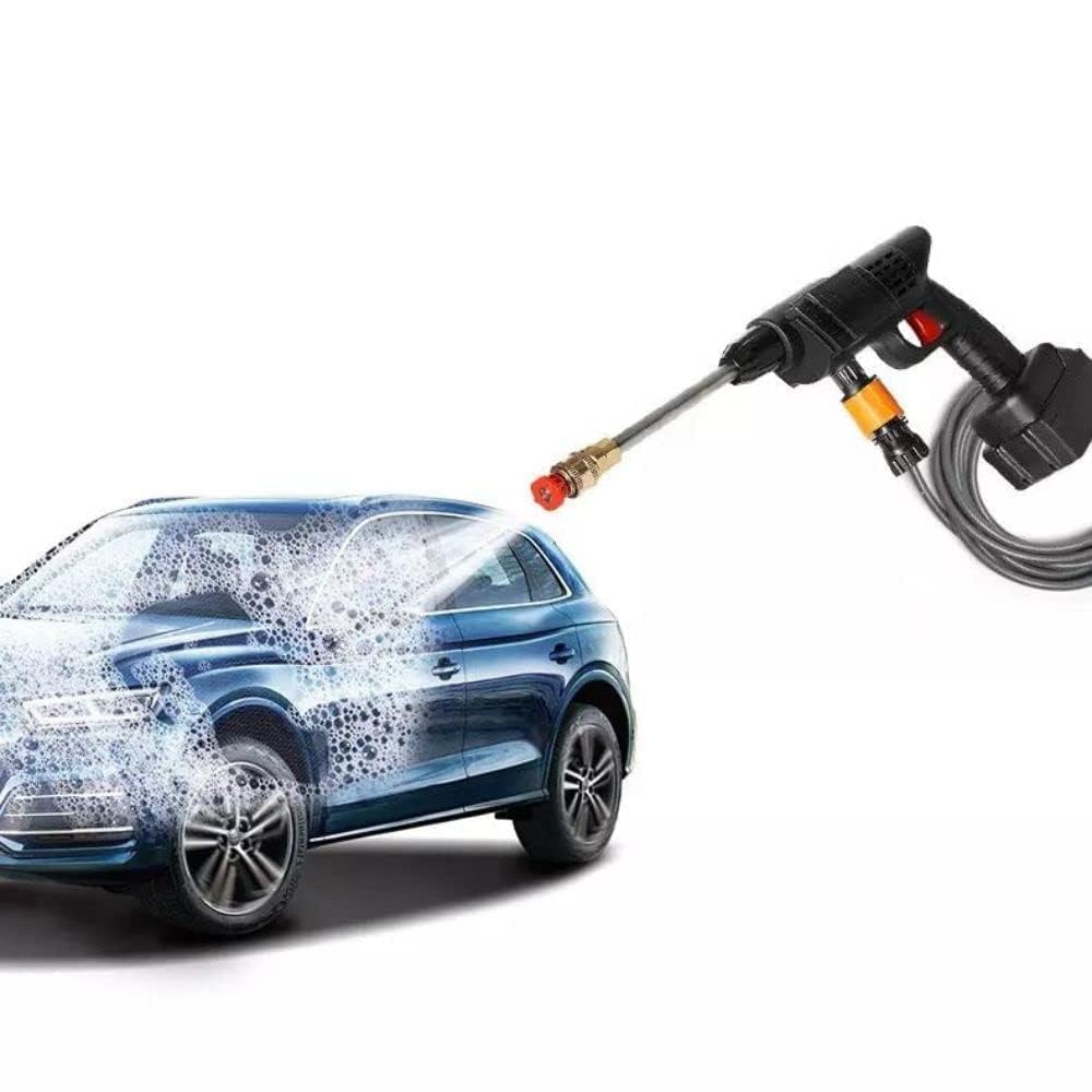 Double Battery Cordless Portable Wireless Pressure Washer Gun 48V 12000mAh High Pressure Water Gun for Car Wash and Bike Cleaning with Adjustable Nozzle and 5M Hose Pipe(1)/*-
