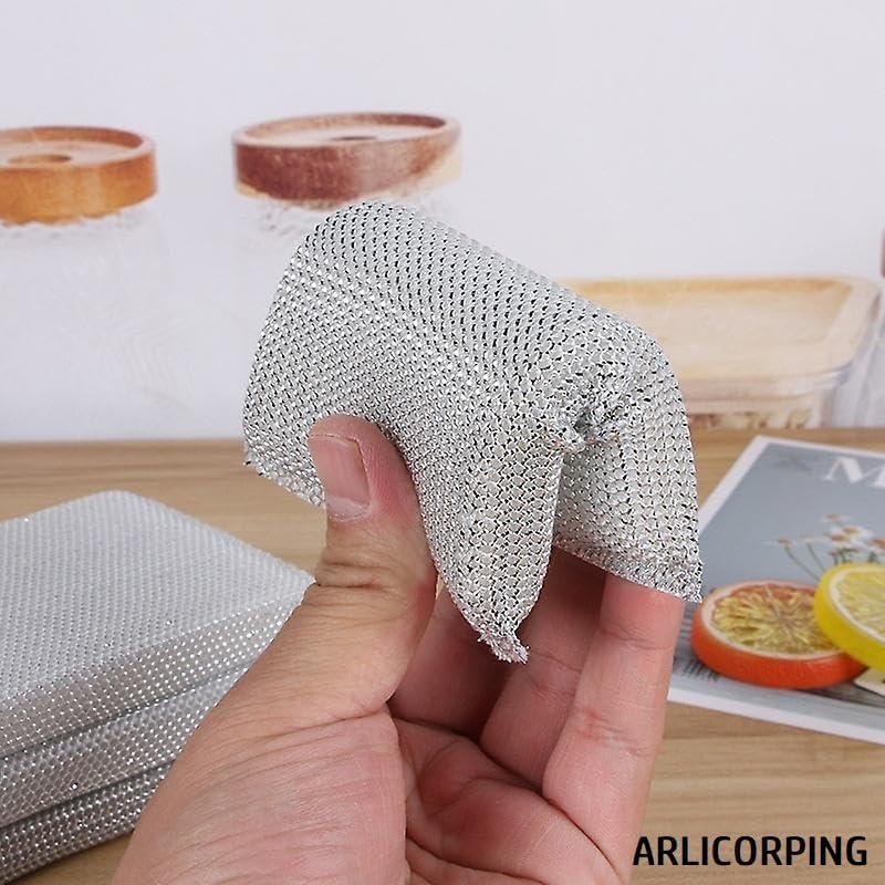 PUNZONE Non Scratch Sponge Scrubber for Utensil Cleaning – Reusable Scrub Sponge for Kitchen Utensils, Scratch Proof Steel Wire Dishwashing Sponge, Ideal for Kitchen Cleaning Tasks (Pack of 6)