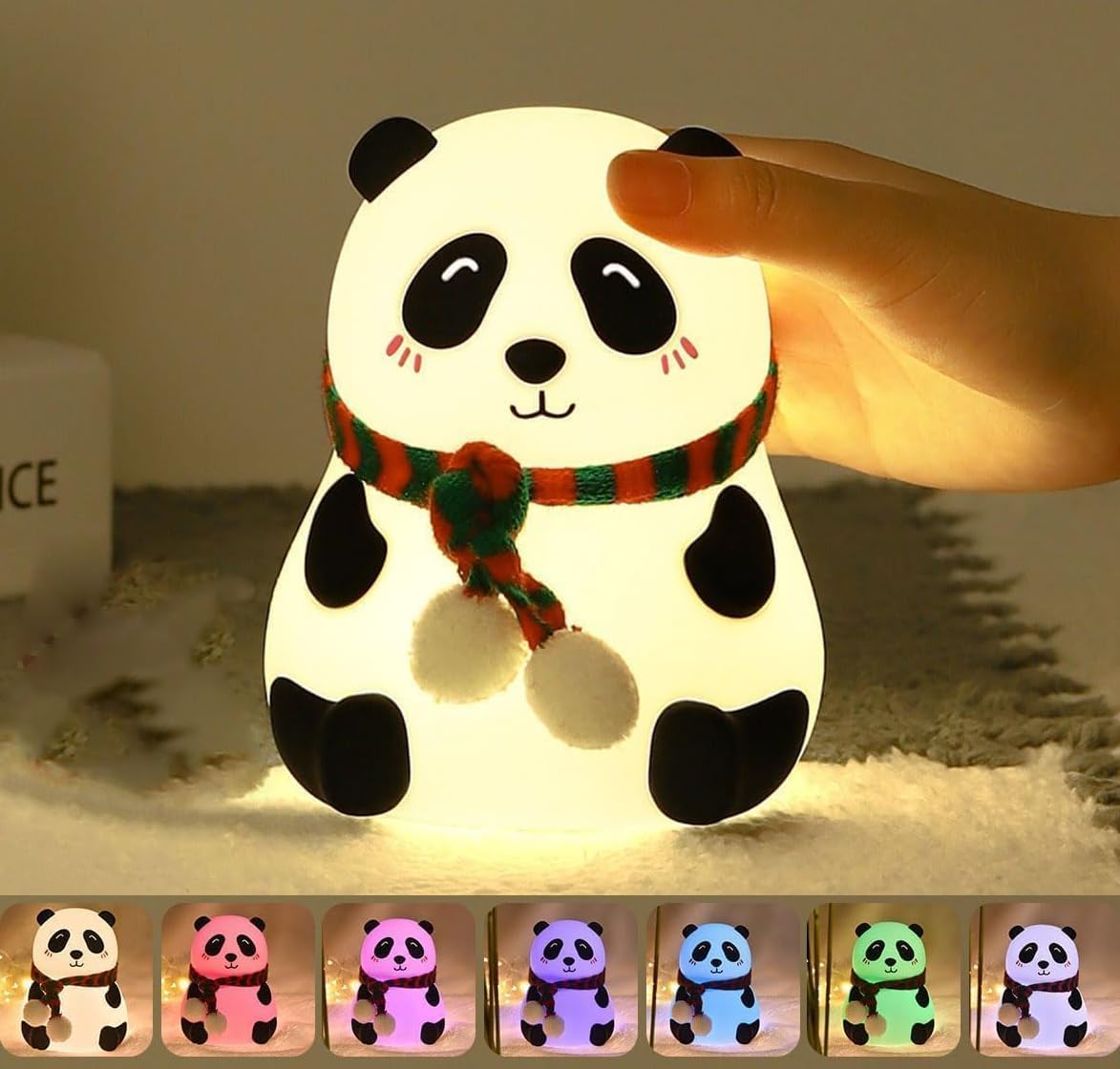Panda Night Lamp Silicone Touch Color Changing LED Rechargeable Night Light for Kids, Gifts for Girls & Boys | Cute Unisex Bedroom Decor | Valentine Special | Soft BPA-Free | Nightlight