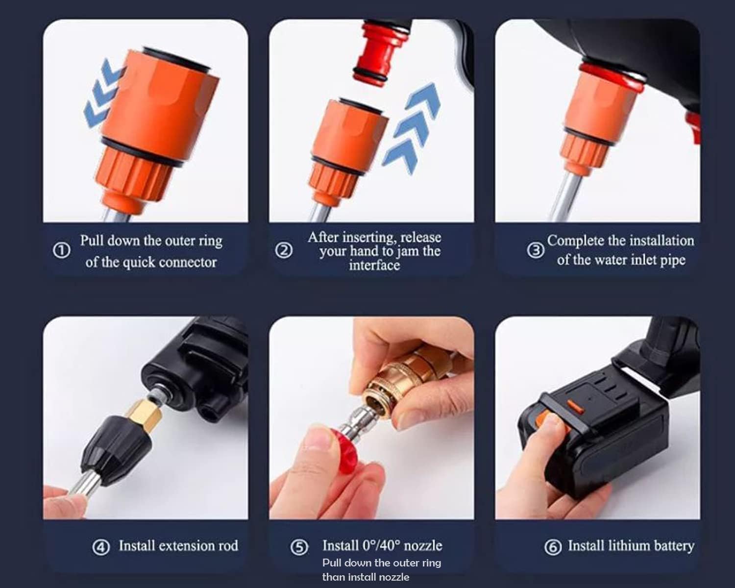 Double Battery Cordless Portable Wireless Pressure Washer Gun 48V 12000mAh High Pressure Water Gun for Car Wash and Bike Cleaning with Adjustable Nozzle and 5M Hose Pipe(1)/*-