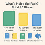 Self Adhesive Transparent Book Covers – 30 Pcs (A5/B5/A4 Sizes) | Waterproof Book Cover Sticker Film | Book Binding Cover for School Textbooks & Notebooks