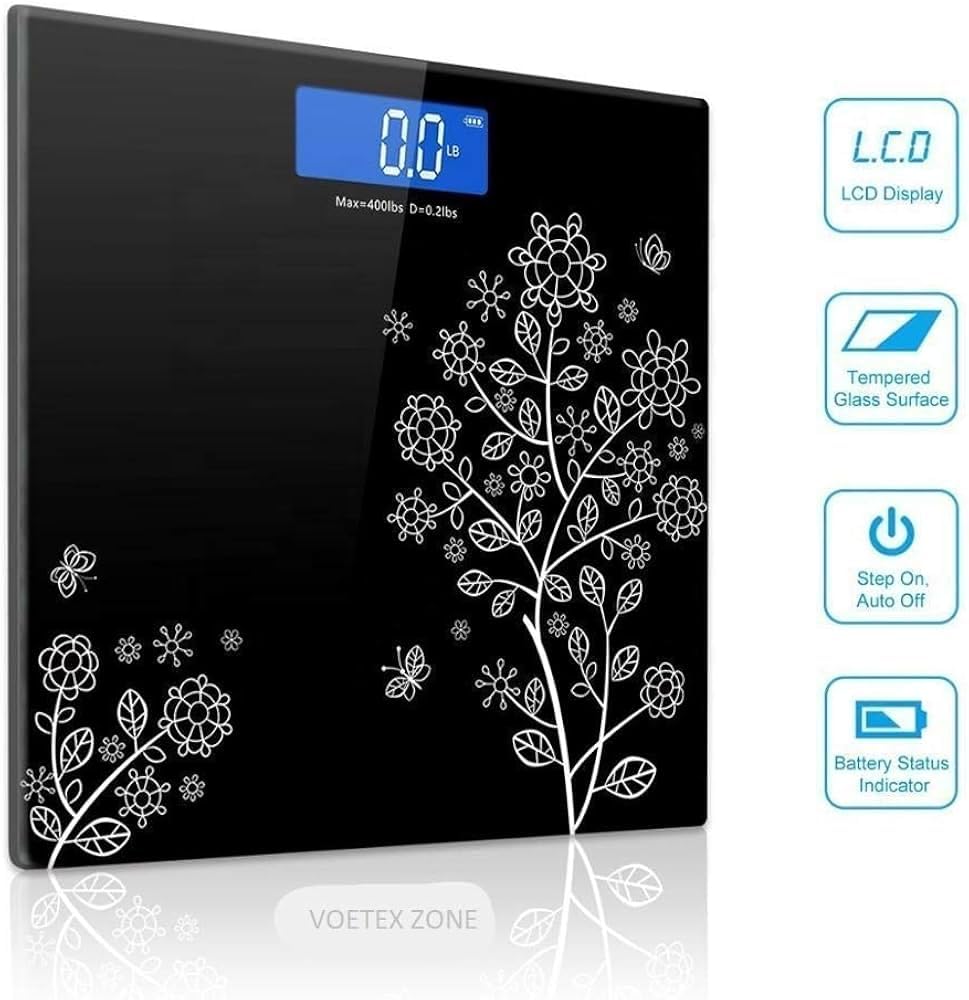 Get toys Floral Digital Bathroom Weighing Scale with LCD Panel & Thick Tempered Glass, Electronic Weight Machine for Human Body - 2 Year Warranty