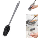Long Handle Silicone Bottle Cleaner Brush for Washing Water Bottle, Solution Bottle, Mug. Cleaning Brush ((Pack of 1) (Color - Grey))