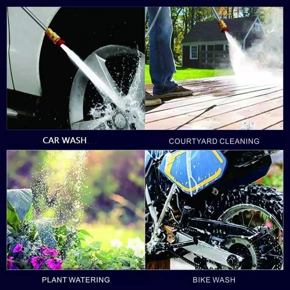 Double Battery Cordless Portable Wireless Pressure Washer Gun 48V 12000mAh High Pressure Water Gun for Car Wash and Bike Cleaning with Adjustable Nozzle and 5M Hose Pipe(1)/*-
