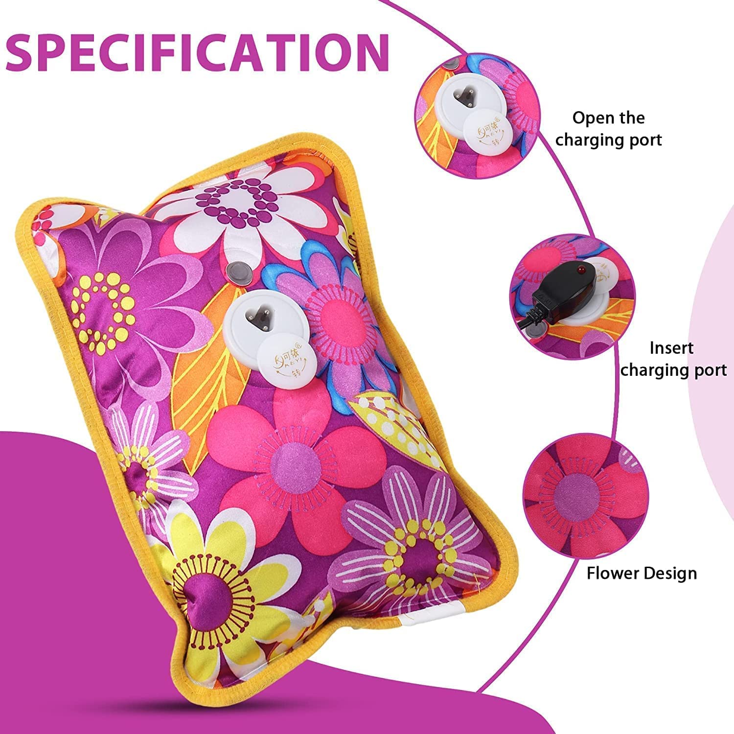 Heating Bag Gel hot Water Bag hot bags for pain relief hot water bags electric hot pack heat pad electric for pain relief electric heating pad for back pain Men & Women with Charging Cord (Multicolour)