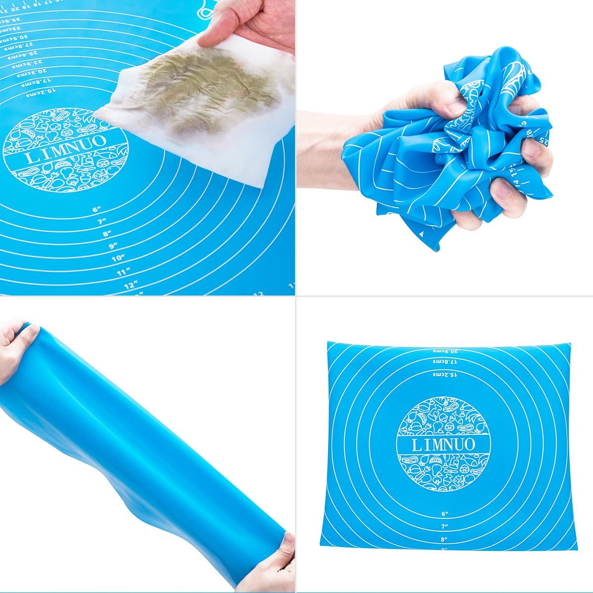 Silicone Baking Mat, Extra Thick Large Non Stick Pastry Mat Sheet for Dough Pie Crust Rolling Mats (Blue, M-16''(W)*20''(L))