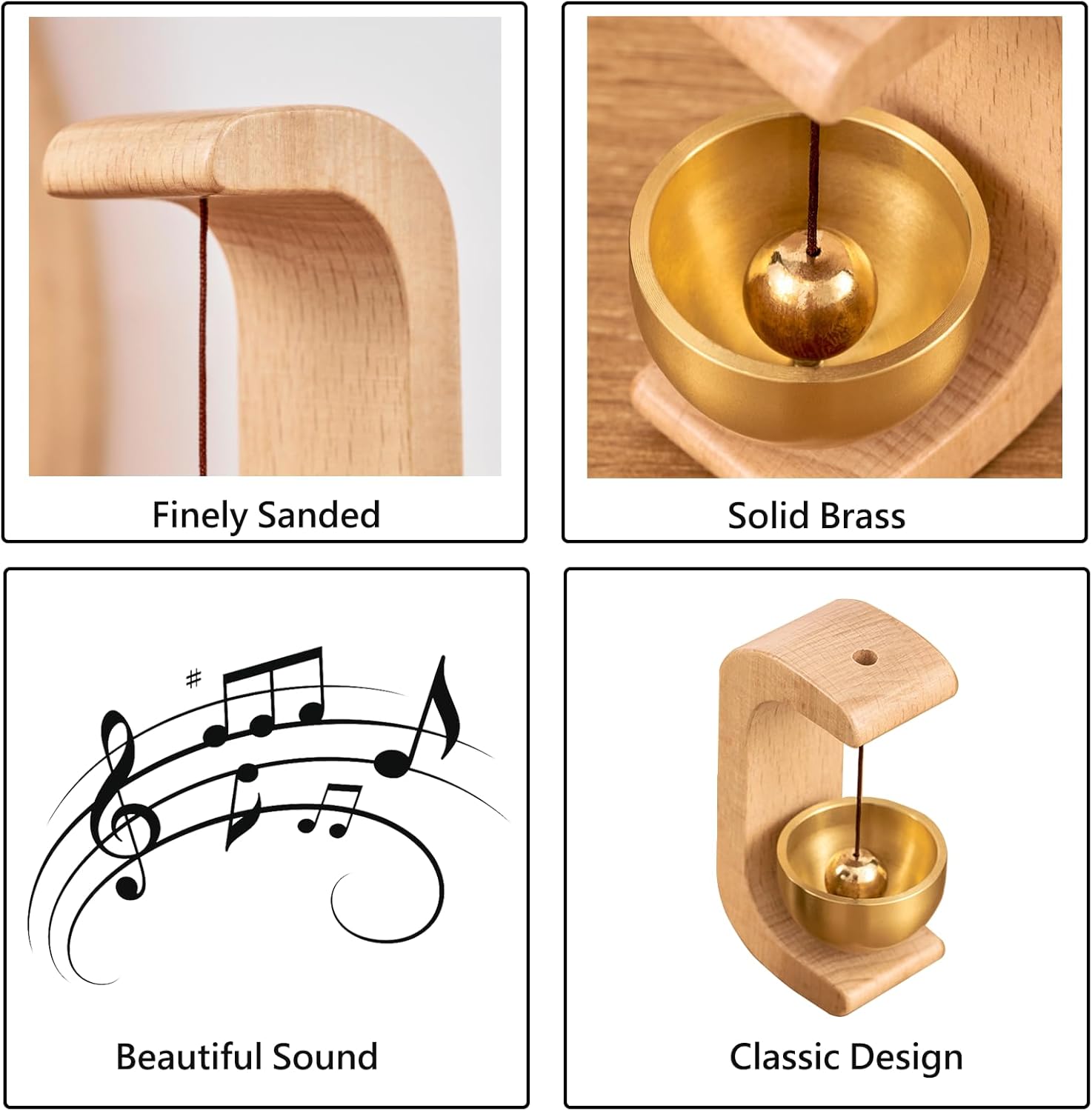 Magnetic Door Chime Bell, Wooden Shopkeepers Bell for Door Opening - Ding Ding Sound