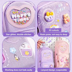 Canvas Premium Pencil Case, 6 Layer, 3 Compartments, Large Capacity, Cute Aesthetic Design For Girls, Multifunctional Pouch For School Kids, purple