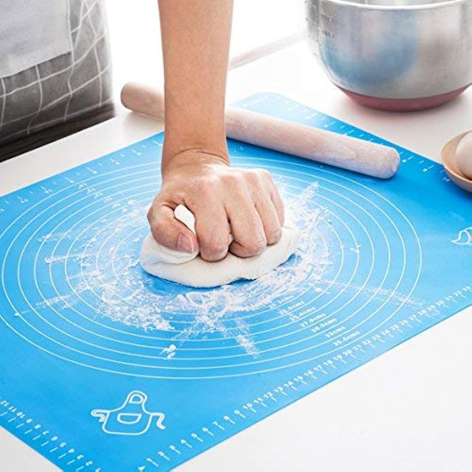 Silicone Baking Mat, Extra Thick Large Non Stick Pastry Mat Sheet for Dough Pie Crust Rolling Mats (Blue, M-16''(W)*20''(L))