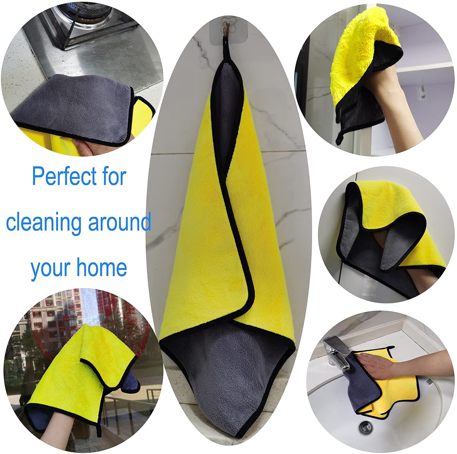 Heavy Microfiber Cloth For Car Cleaning And Detailing, Double Sided, Extra Thick Plush Microfiber Towel Lint-Free,(Size 40Cm X 40Cm)/Pack Of 3, Color: Mix, Multi Color, 3 TC