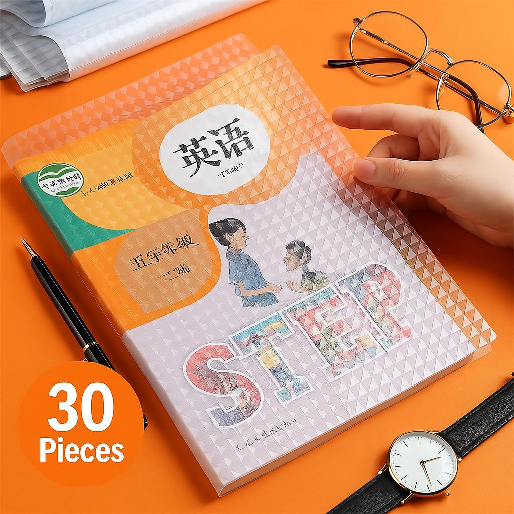 Self Adhesive Transparent Book Covers – 30 Pcs (A5/B5/A4 Sizes) | Waterproof Book Cover Sticker Film | Book Binding Cover for School Textbooks & Notebooks