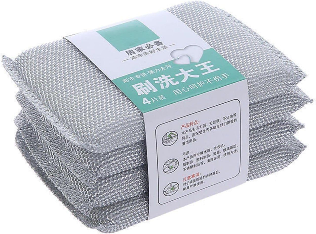 PUNZONE Non Scratch Sponge Scrubber for Utensil Cleaning – Reusable Scrub Sponge for Kitchen Utensils, Scratch Proof Steel Wire Dishwashing Sponge, Ideal for Kitchen Cleaning Tasks (Pack of 6)