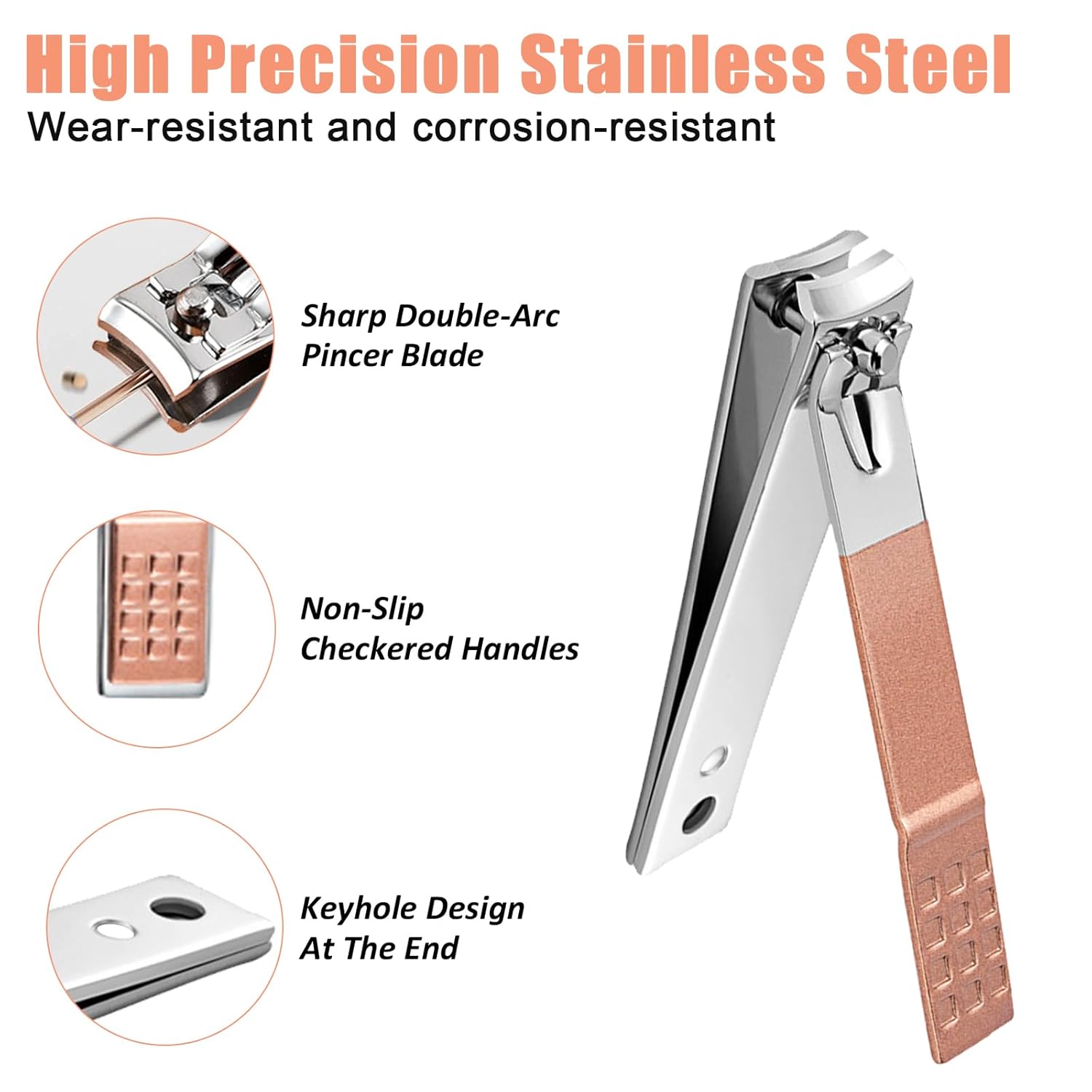 Manicure Set Nail Clippers Kit 10 in 1 Stainless Steel Pink Nail Grooming Tools with Leather Travel Case, Gifts for Men and Women Girls Boys Mom Dad