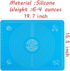 Silicone Baking Mat, Extra Thick Large Non Stick Pastry Mat Sheet for Dough Pie Crust Rolling Mats (Blue, M-16''(W)*20''(L))