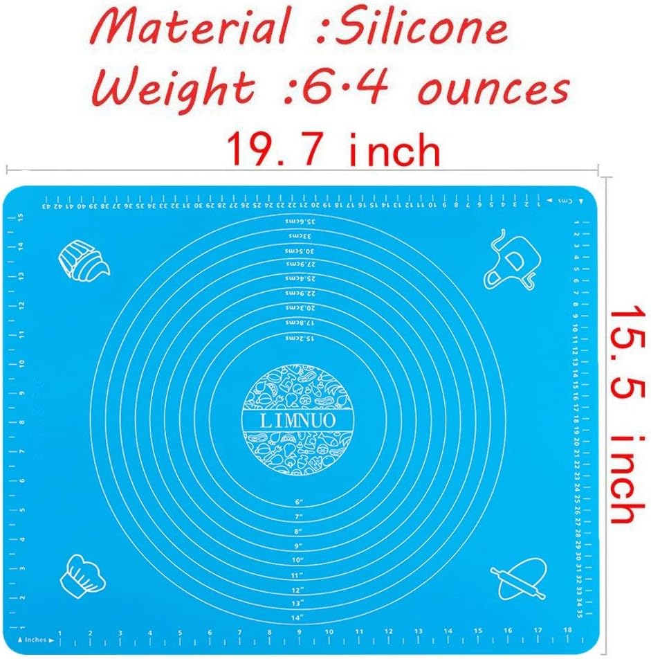Silicone Baking Mat, Extra Thick Large Non Stick Pastry Mat Sheet for Dough Pie Crust Rolling Mats (Blue, M-16''(W)*20''(L))